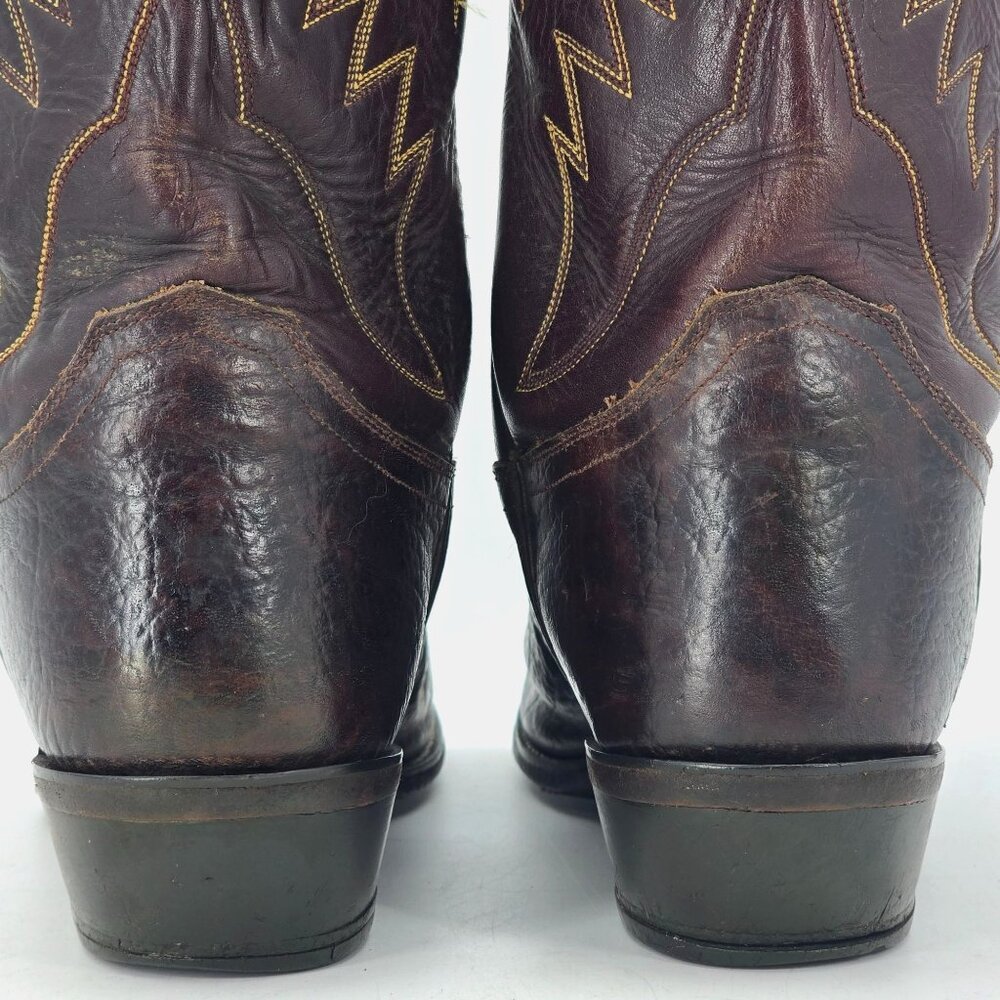 Justin Exotic Shark Boots Men size 10.5B Dark Brown Leather Cowboy Western Boots - Picture 7 of 13